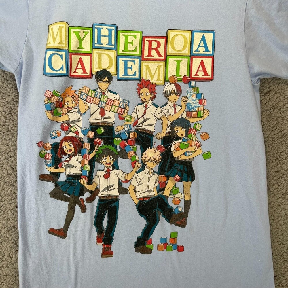 My Hero Academia Shirt Mens Small Light Blue Anime Graphic Tee Short Sleeve - Picture 2 of 6
